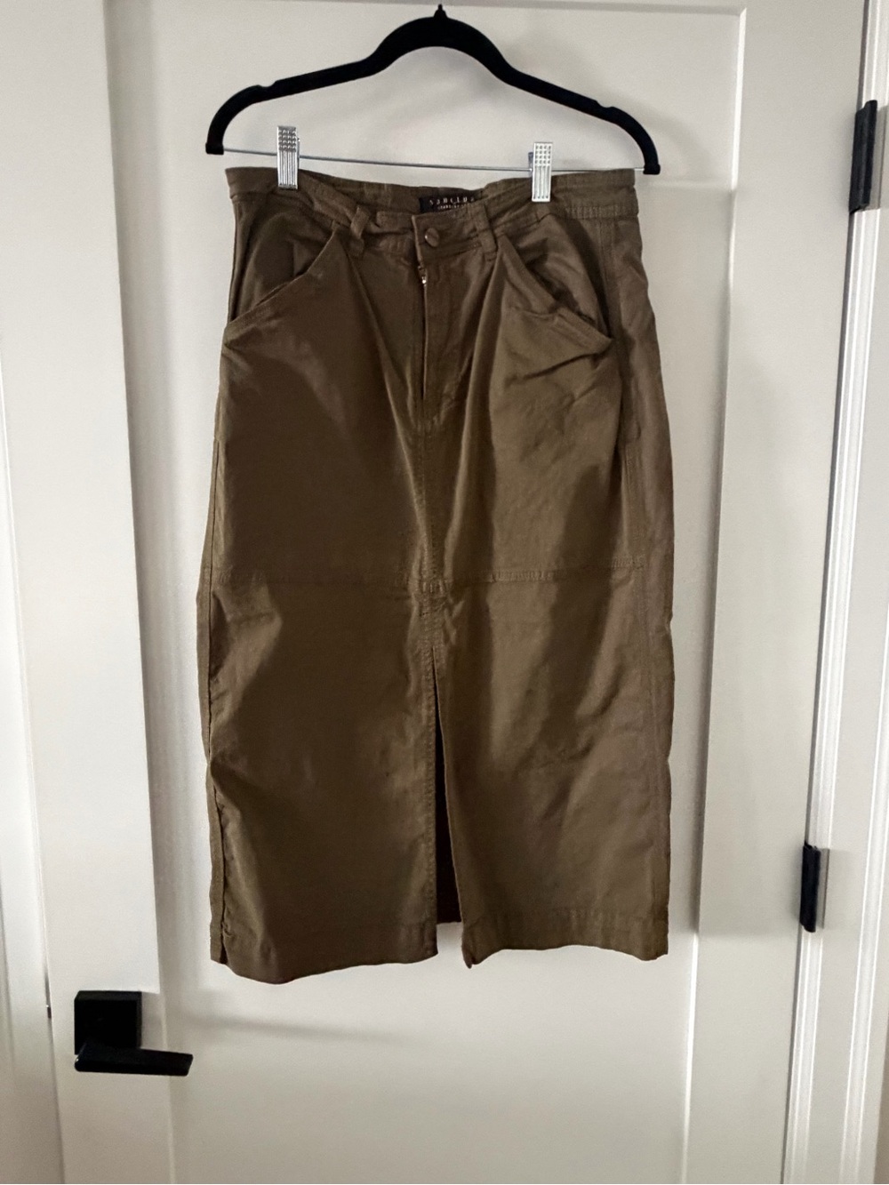 Sanctuary Olive Midi Skirt with Front Slit
